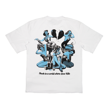 Load image into Gallery viewer, WHITE &quot;BLUE&quot; LOVE KILLS TEE
