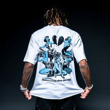 Load image into Gallery viewer, WHITE &quot;BLUE&quot; LOVE KILLS TEE
