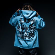 Load image into Gallery viewer, BABY BLUE &quot;WHITE&quot; LOVE KILLS HOODIE
