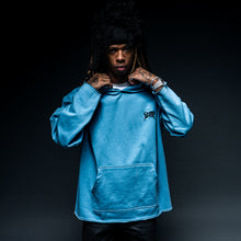 Load image into Gallery viewer, BABY BLUE &quot;WHITE&quot; LOVE KILLS HOODIE
