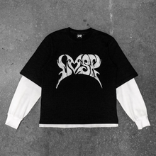 Load image into Gallery viewer, BLACK &quot;LVSK&quot; WAFFLE SLEEVE SHIRT
