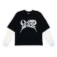 Load image into Gallery viewer, BLACK &quot;LVSK&quot; WAFFLE SLEEVE SHIRT
